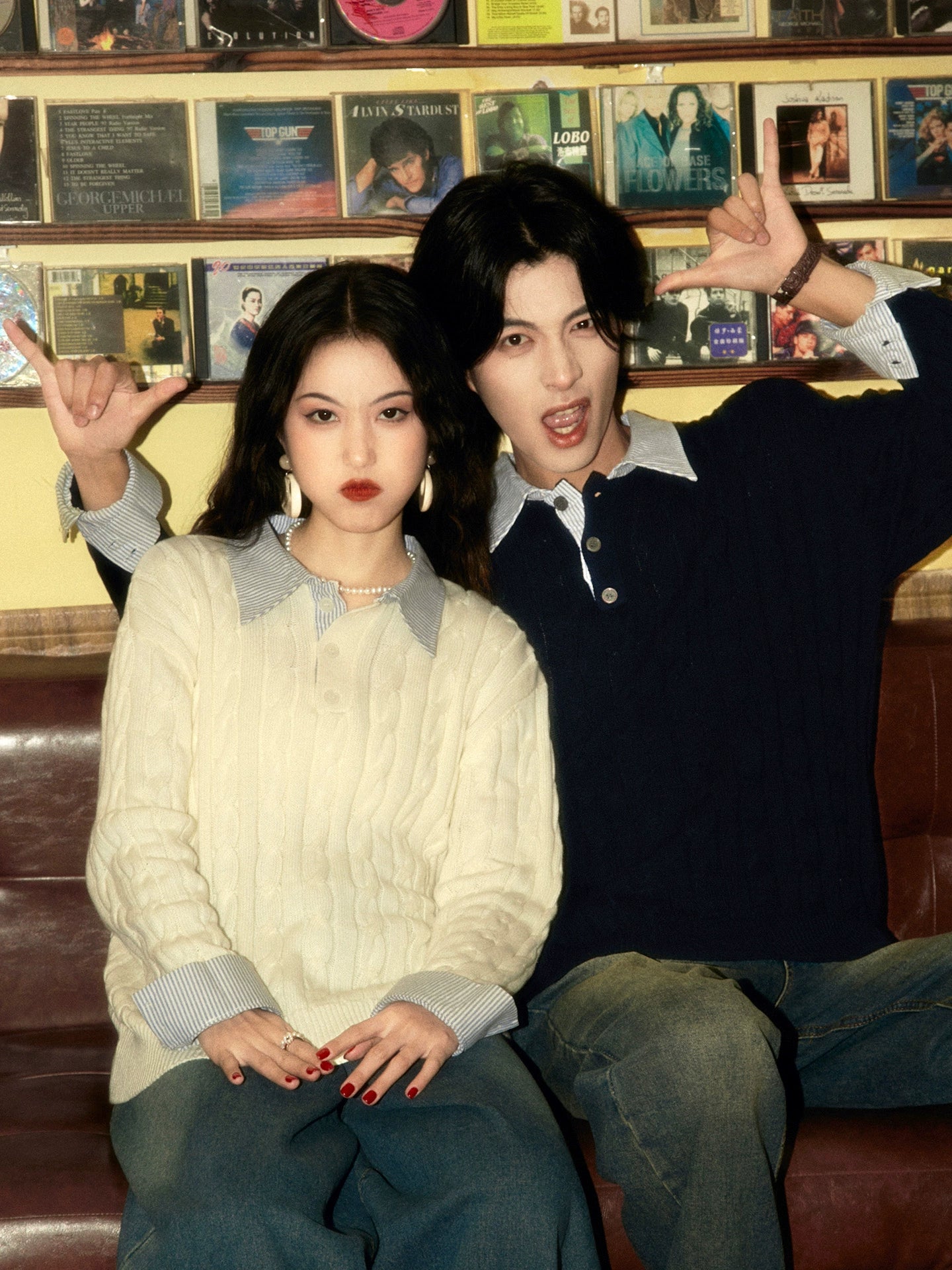 ALOHA Vintage Lazy Slack Fake Two-piece Sweater