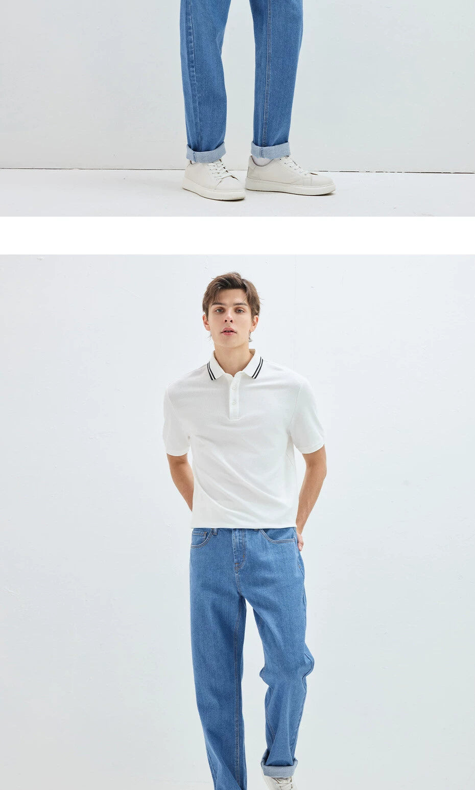Giordano Straight Mid-waist Micro-elastic Denim Trousers