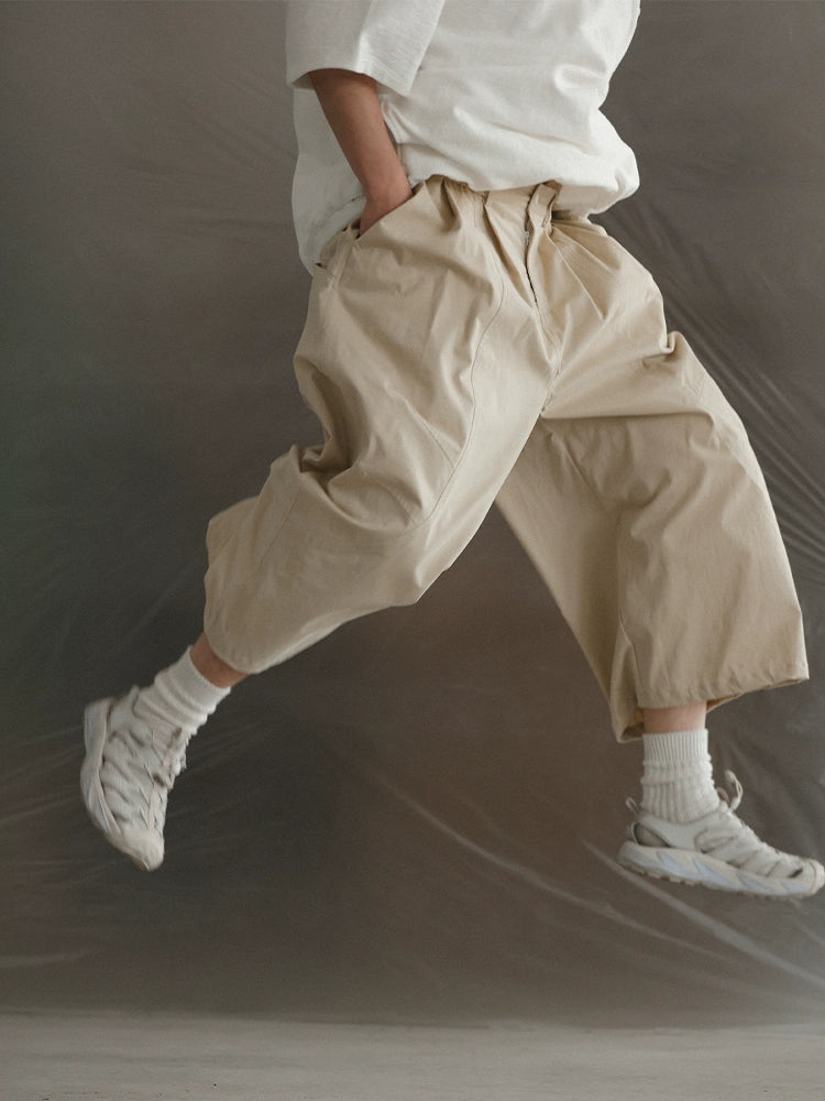 NOEARS Japanese Retro Elastic Waist Loose Casual Pants