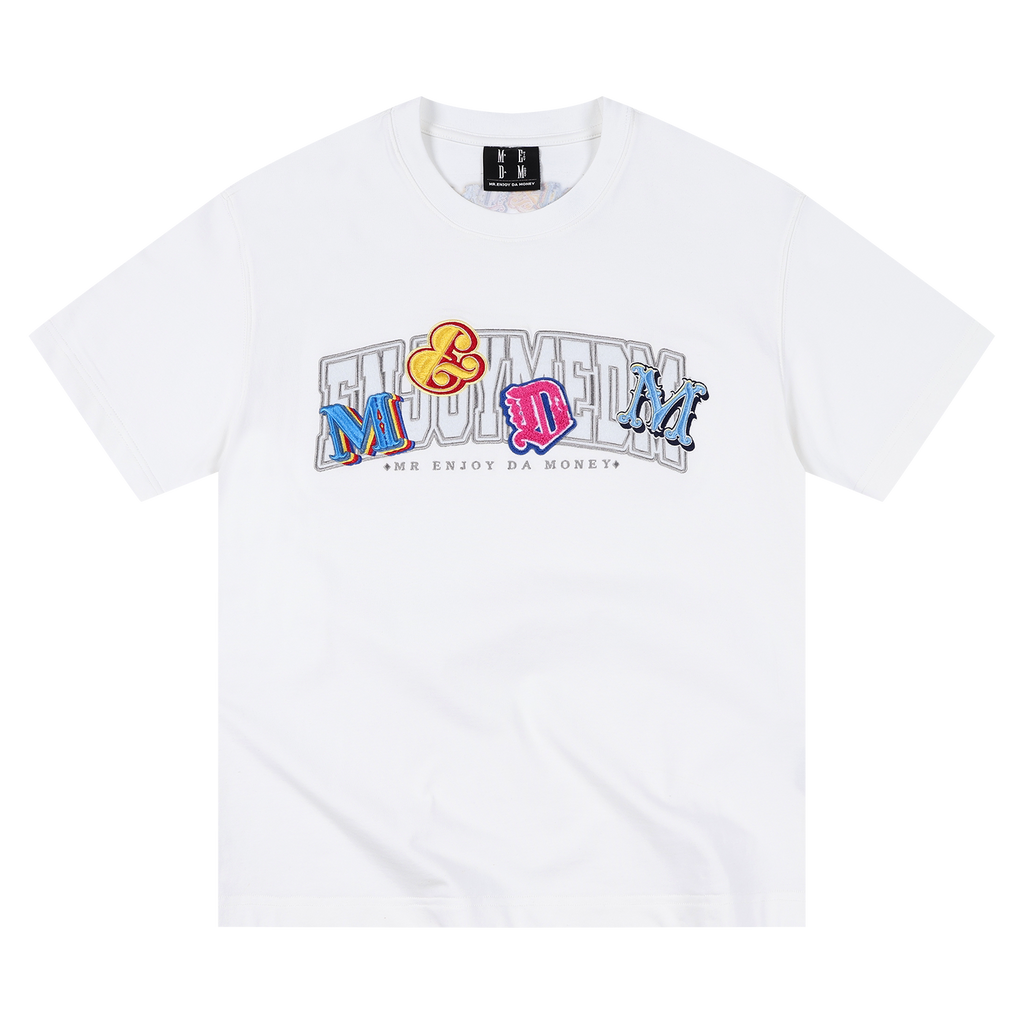 MEDM Double-layer Contrasting Color Embroidery Letter Casual Tee