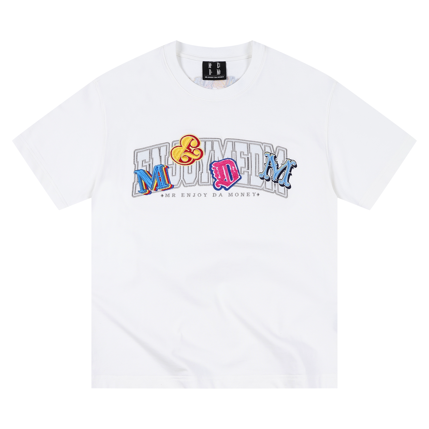 MEDM Double-layer Contrasting Color Embroidery Letter Casual Tee