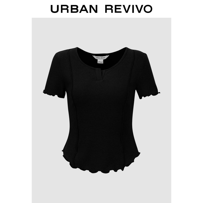 URBAN REVIVO Simple Fungus Edge Slim Tee