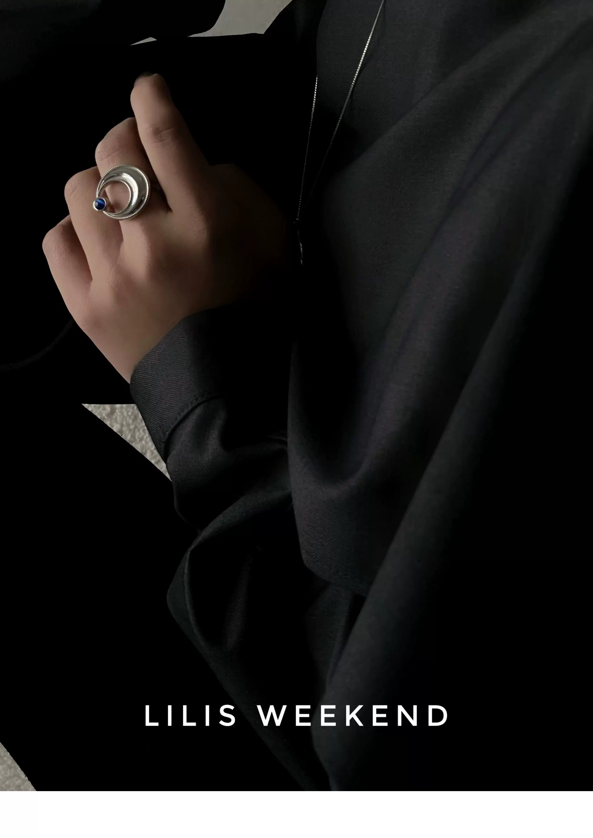 Lilis Weekend Curved Moon Blue Opal Open Ring