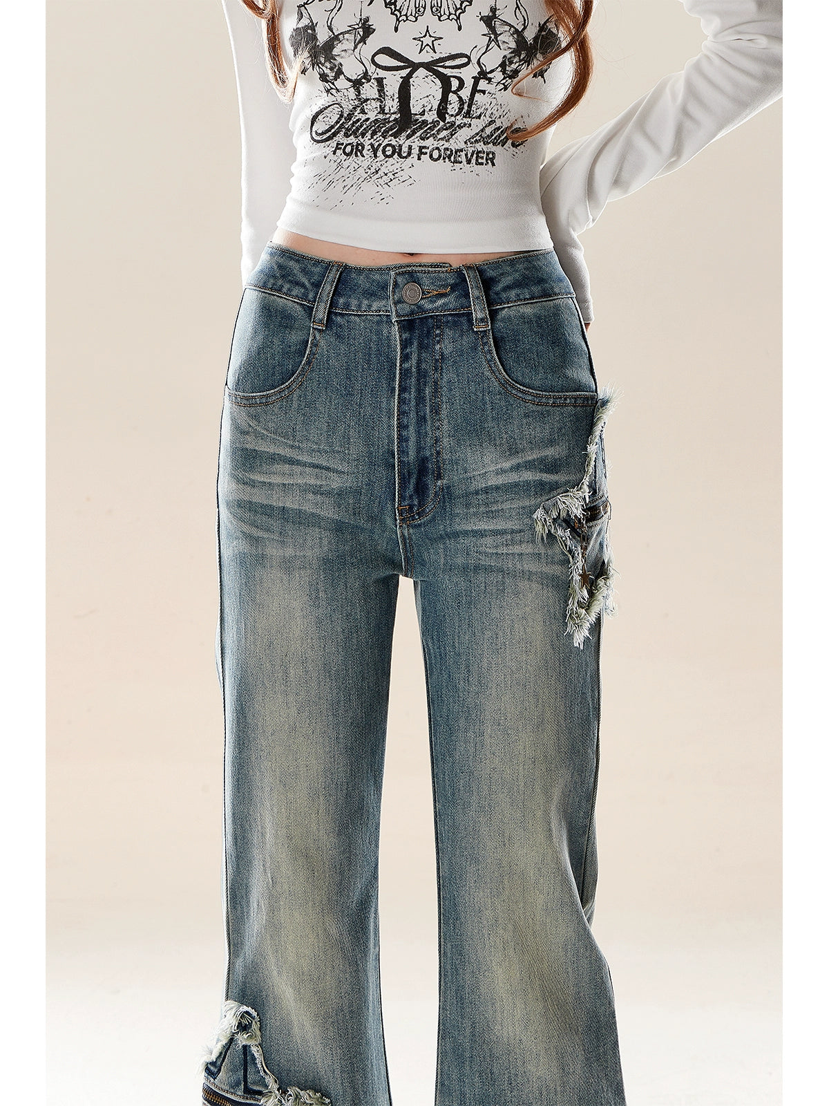 Zrsee Star Sticker Jeans