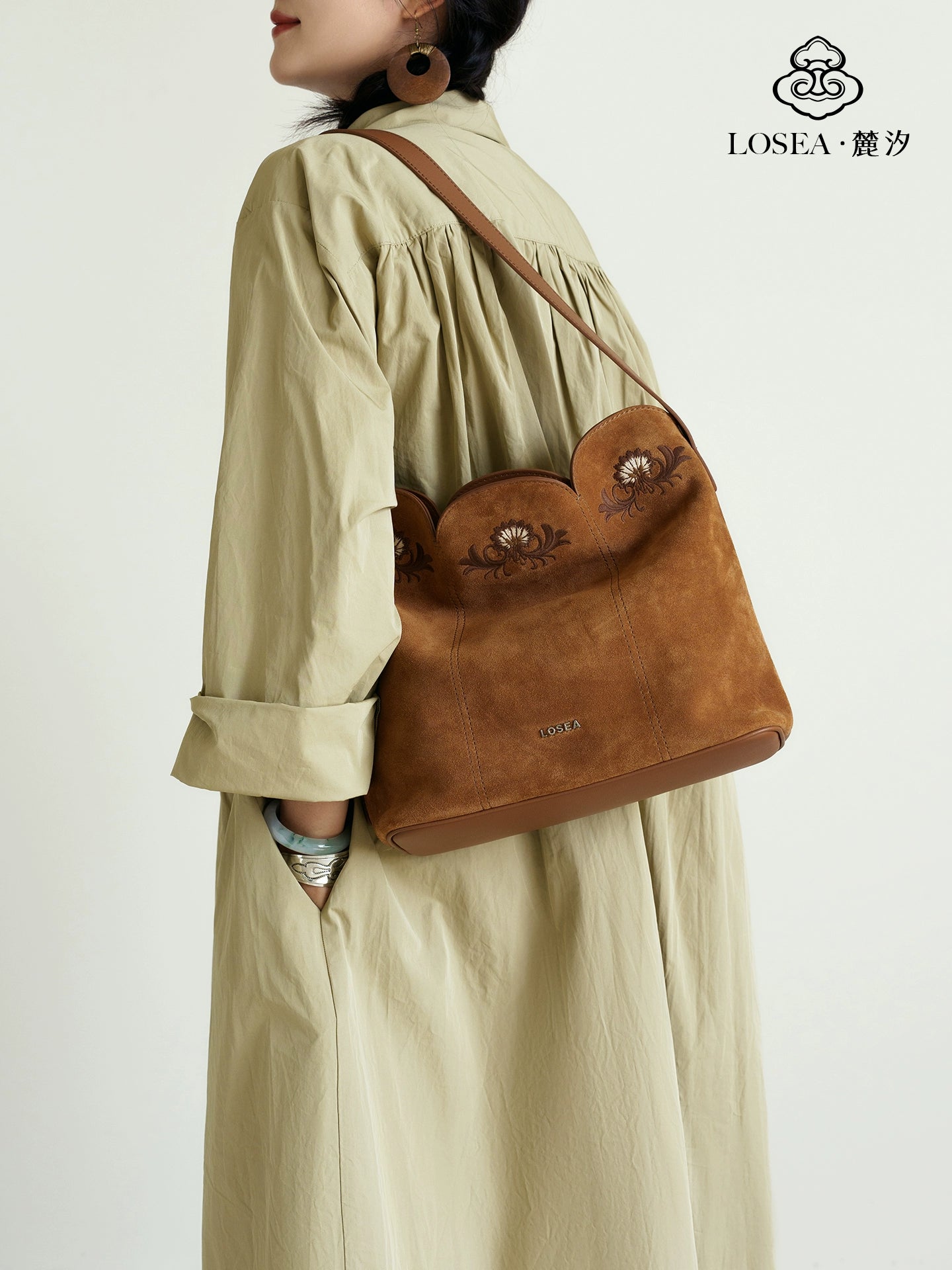 LOSEA Genuine Leather Matte Cowhide Shoulder Bag