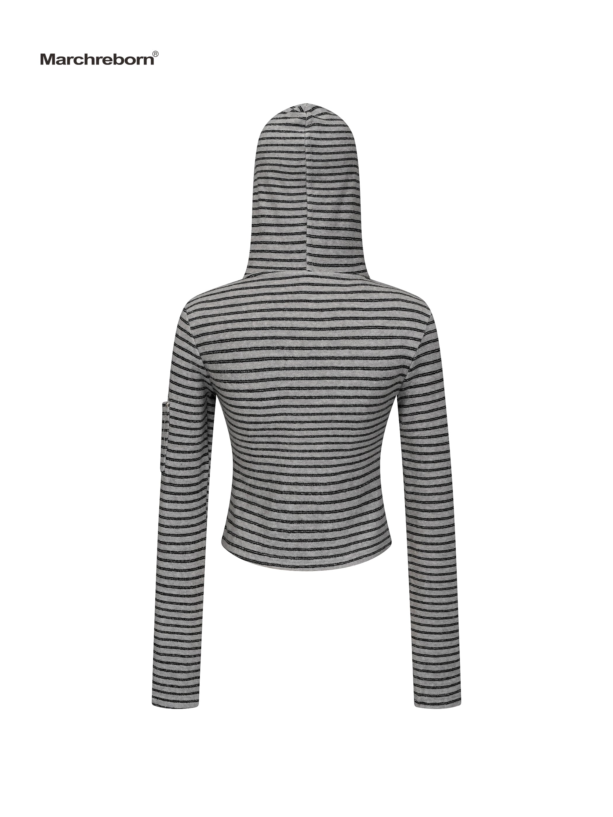 MARCH Vintage Striped Short Hooded Jacket