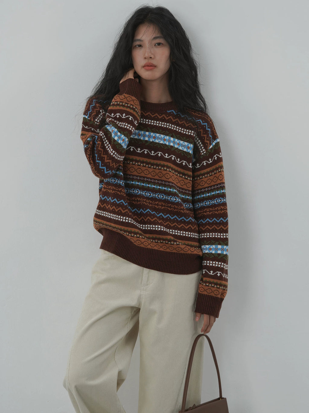 EIGHTHMONTH Vintage Loose Contrast Striped Sweater