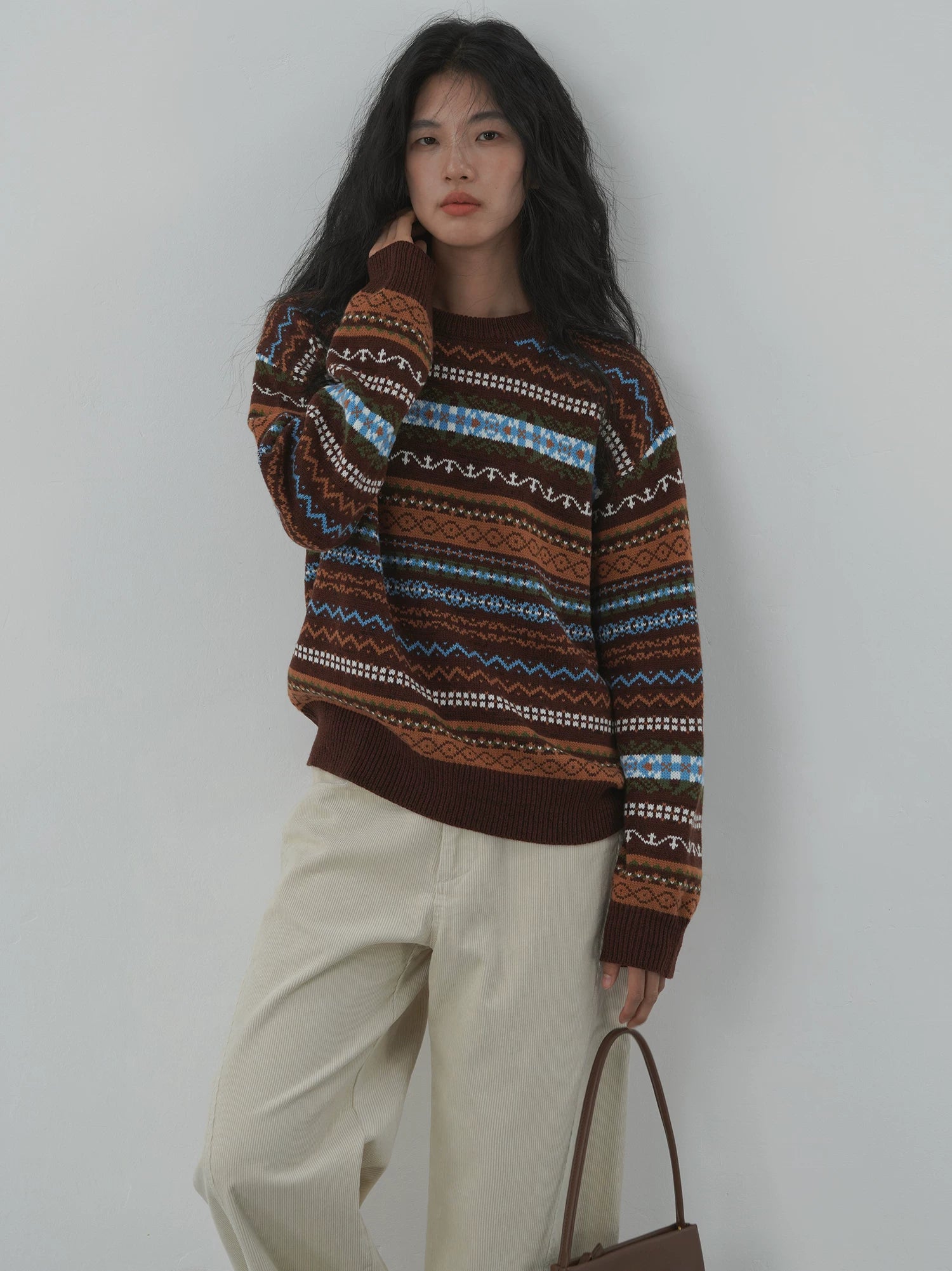 EIGHTHMONTH Vintage Loose Contrast Striped Sweater