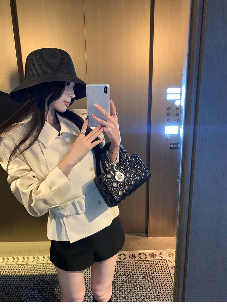 Pusumede Temperament Lapel Short Trench Coat