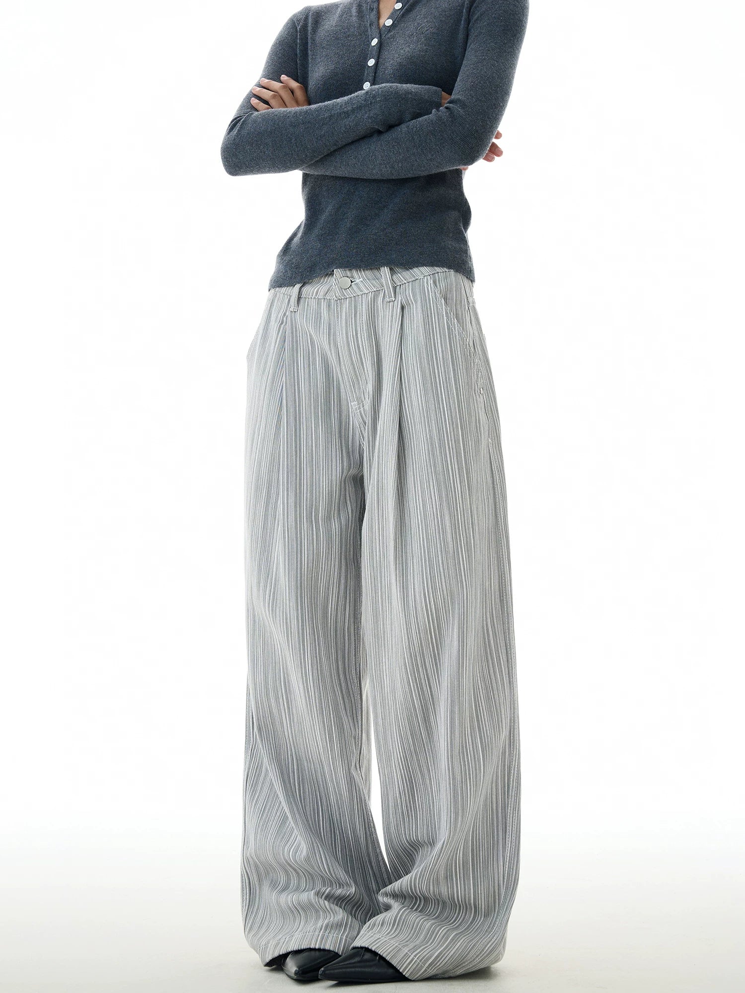 TRUQUEST Vintage Premium Striped Casual Straight Pants