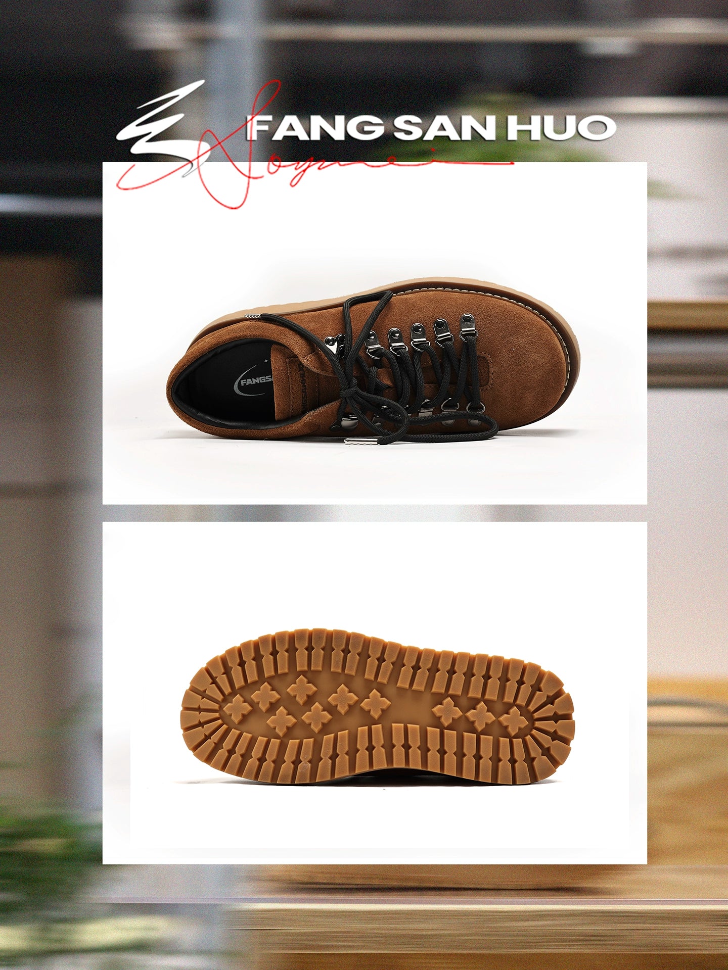 FANGSANHUO Retro Tooling Shoes Platform Heightening Suede Leather Shoes