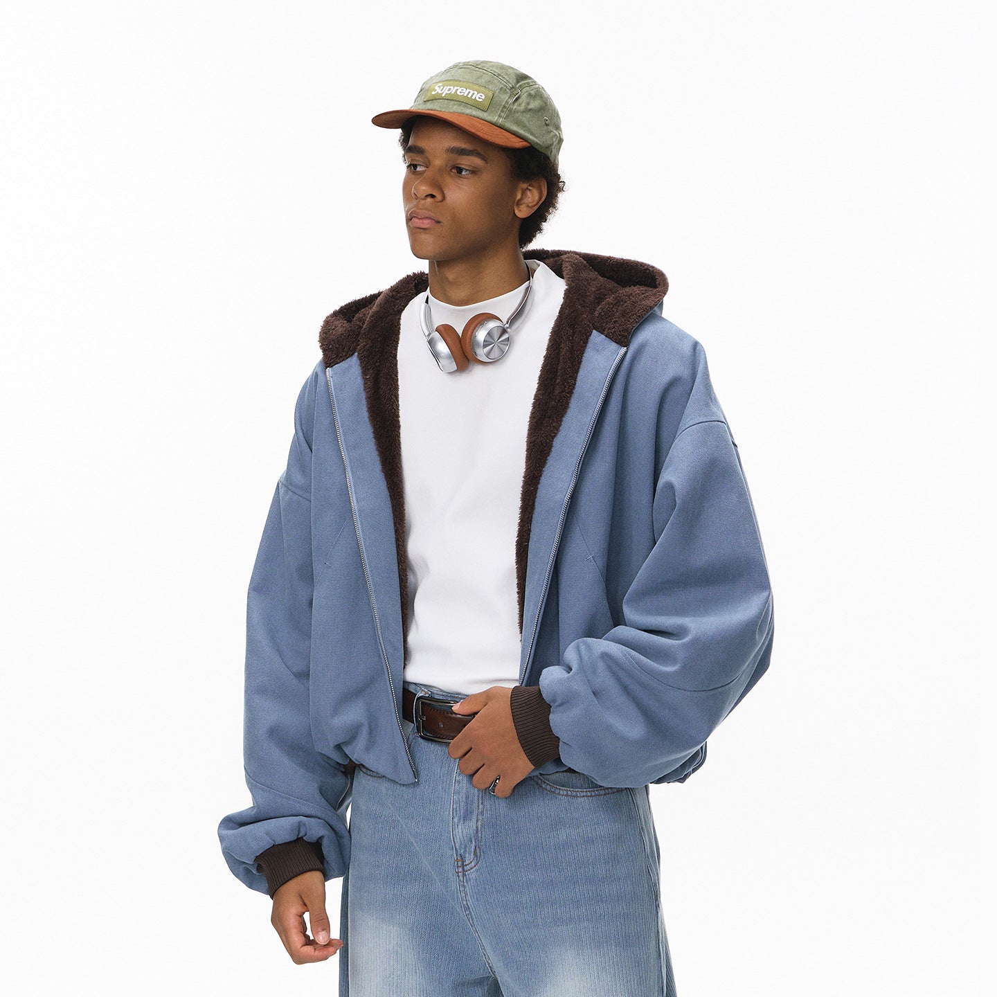 Inflation Short Contrasting Plush Zip Jacket