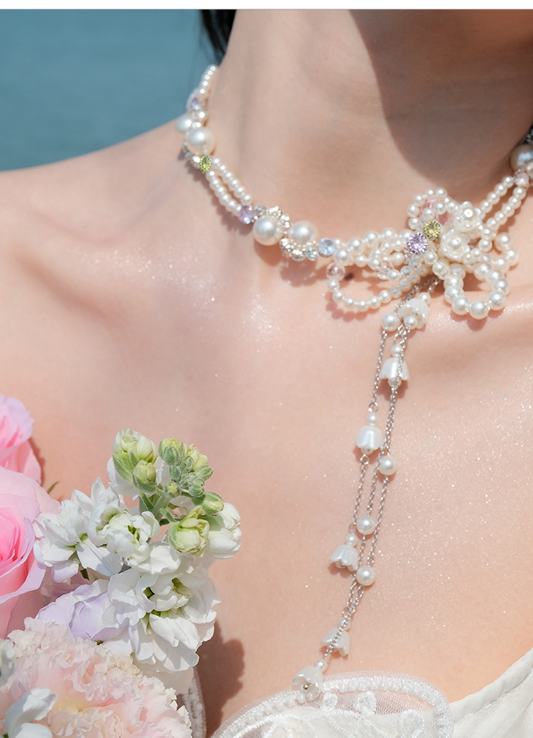 ParanoidP Pearl Flower Fringed Necklace