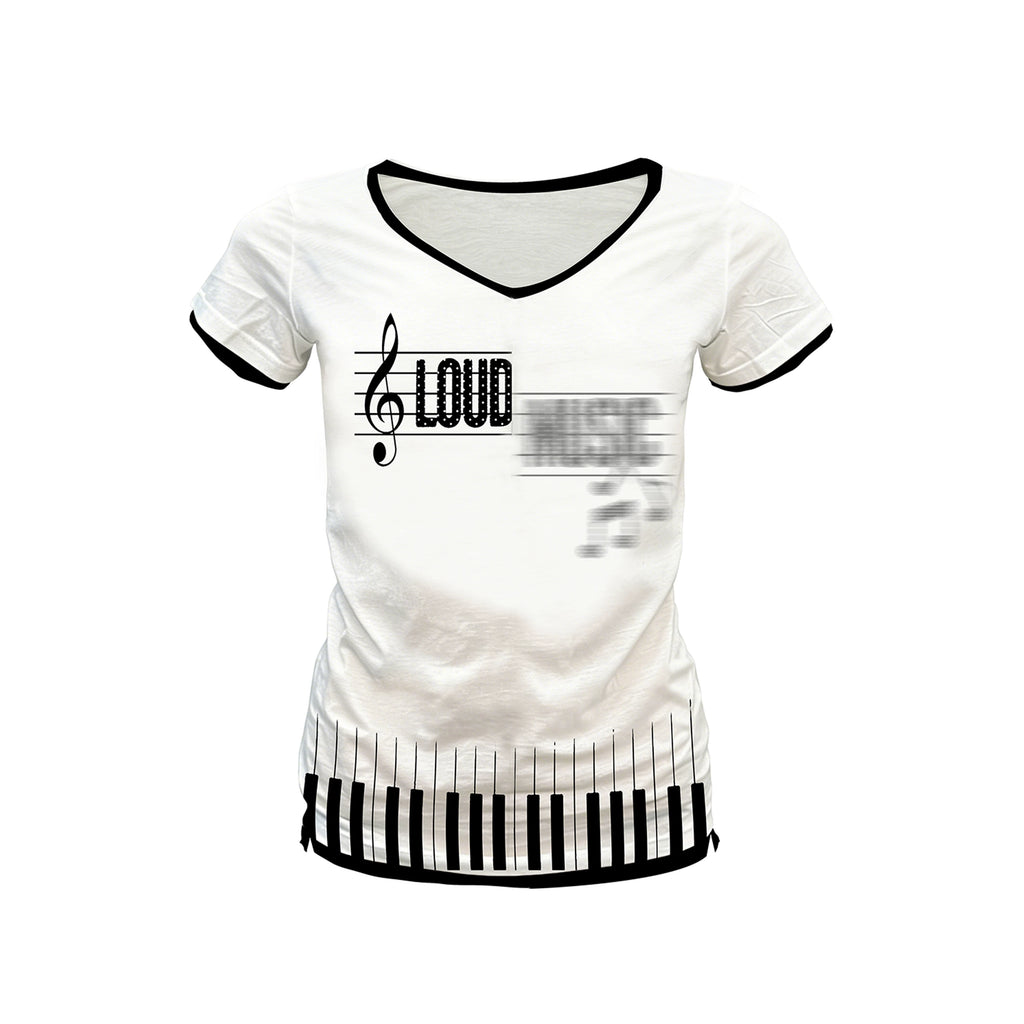 PAIKI Zero Keys V-Neck Polka Dots Slim Shoulder Tee