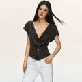 Anna Aneae Swinging Neck Kink V Neck Slim Slim Tee