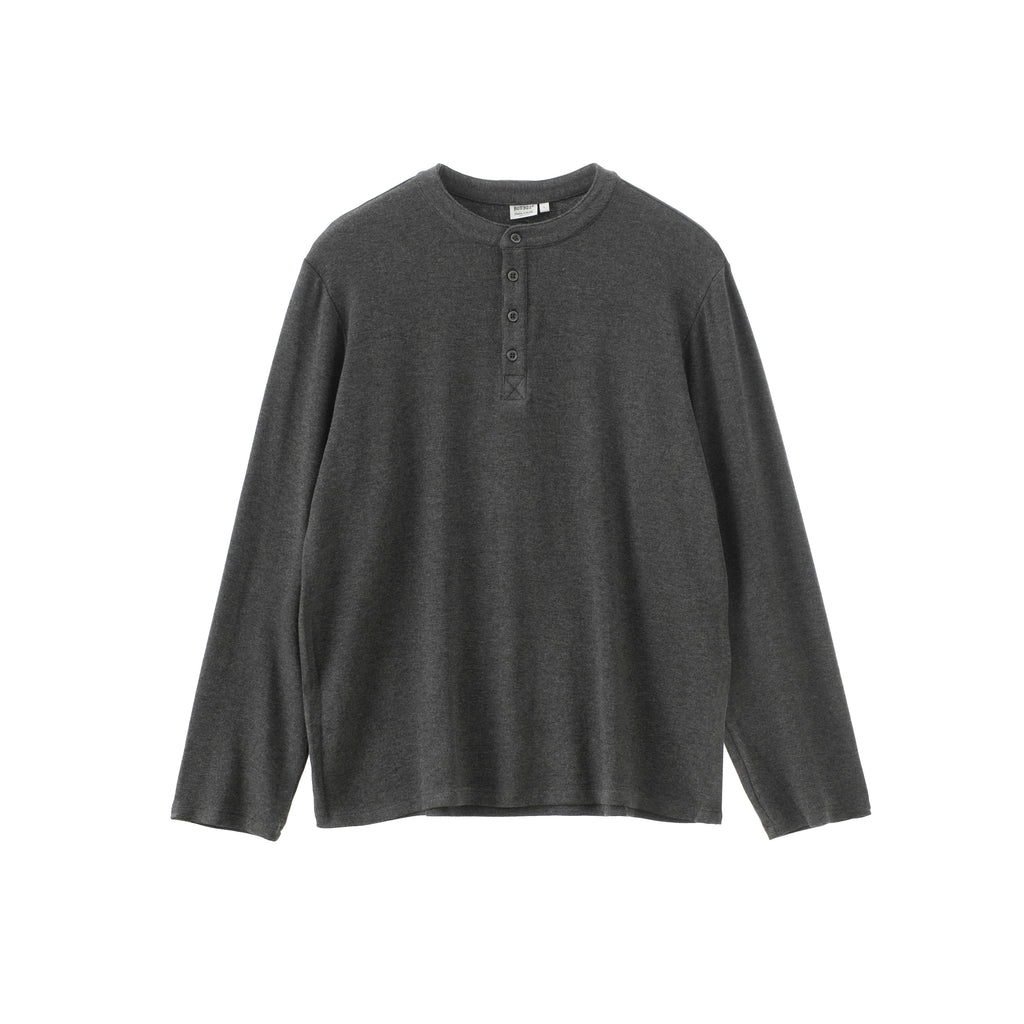BUTTBILL 24AW Japanese Henry Neck 5% Merino Blended Long Sleeve Tee