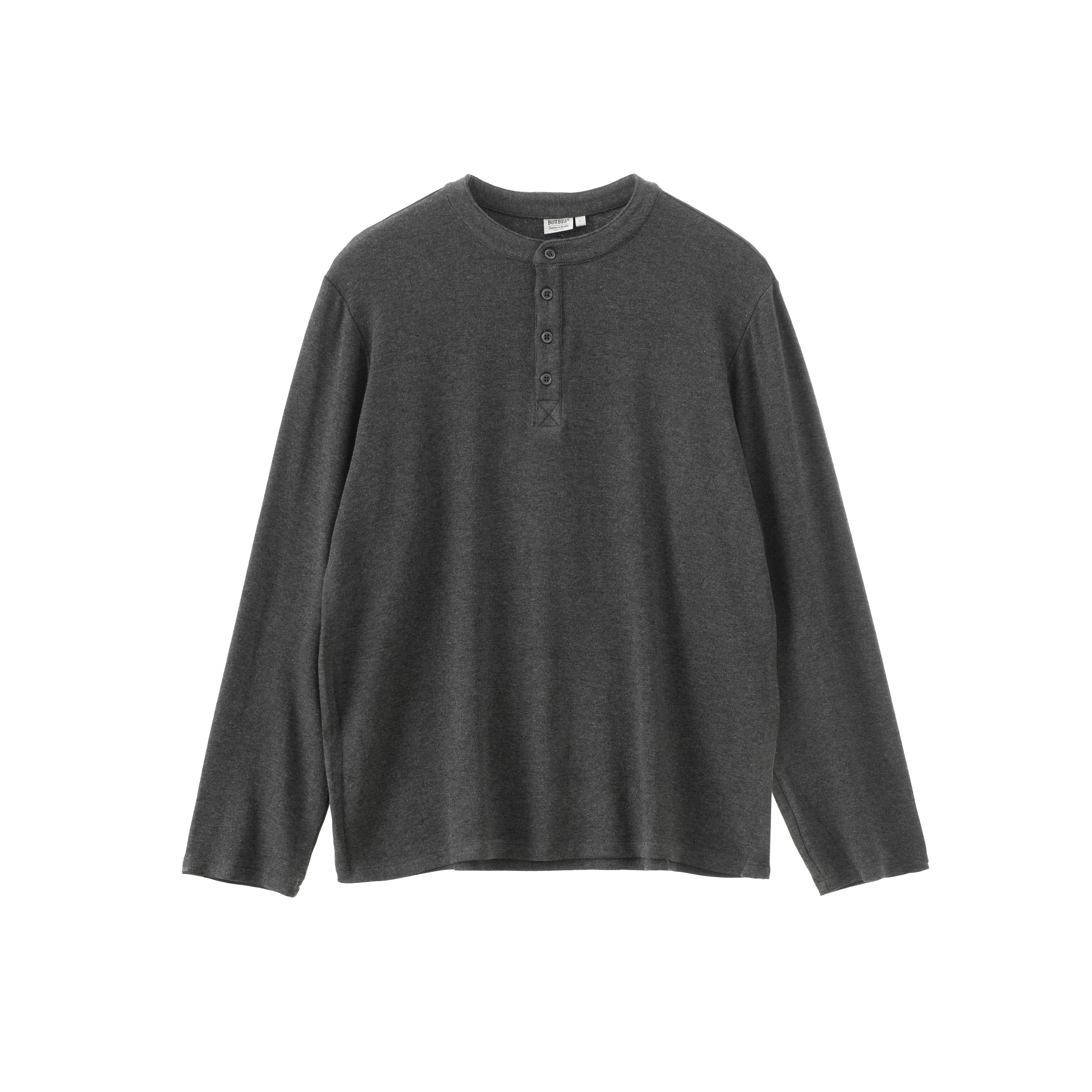 BUTTBILL 24AW Japanese Henry Neck 5% Merino Blended Long Sleeve Tee