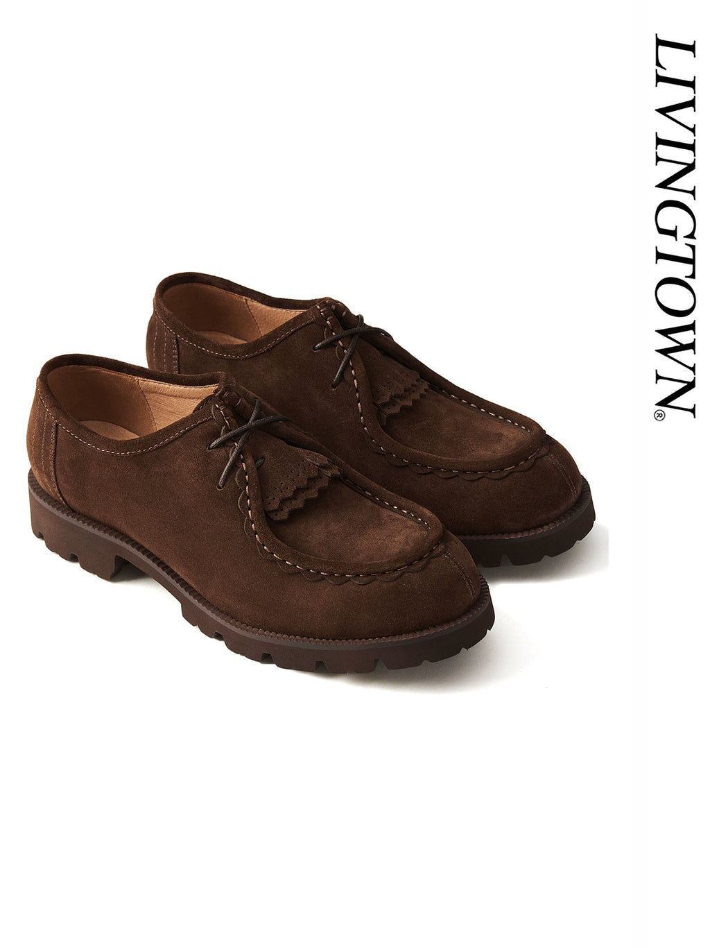 LIVINGTOWN Vintage British Casual Low-Top Lace-Up Kangaroo Shoes