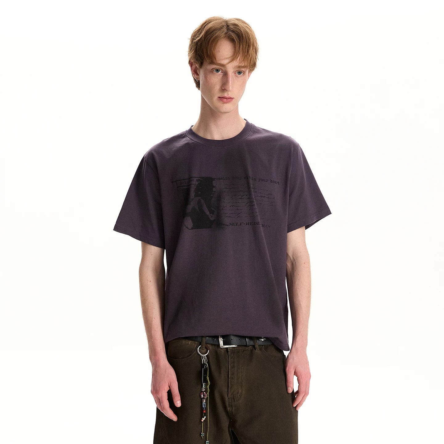A PUEE Vintage Washed Print Tee – Loose Fit Retro Streetwear