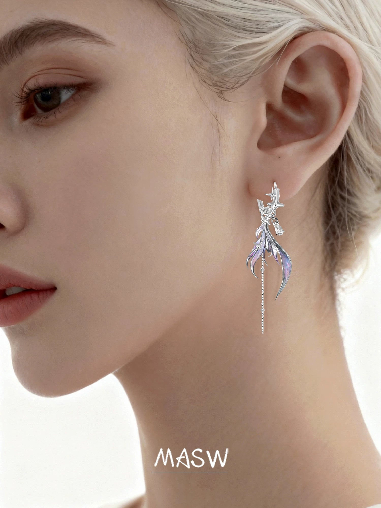 MASW Gradual Change Enamel Fishtail Earrings