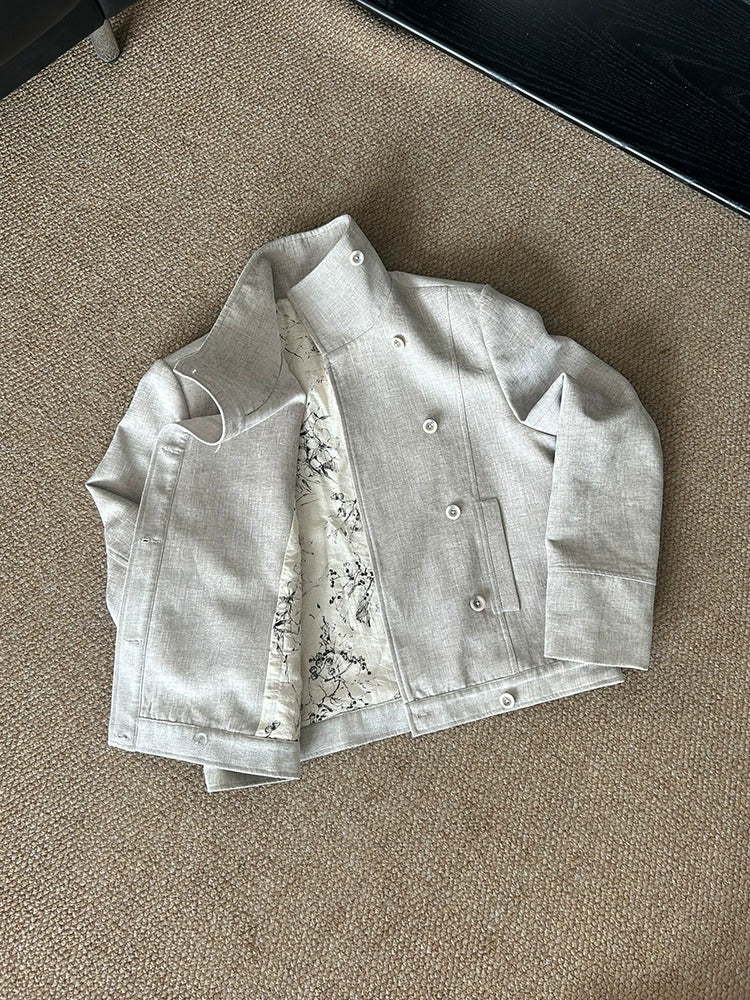 KREATE Irregular Vintage Stand-Up Collar Shoulder Jacket