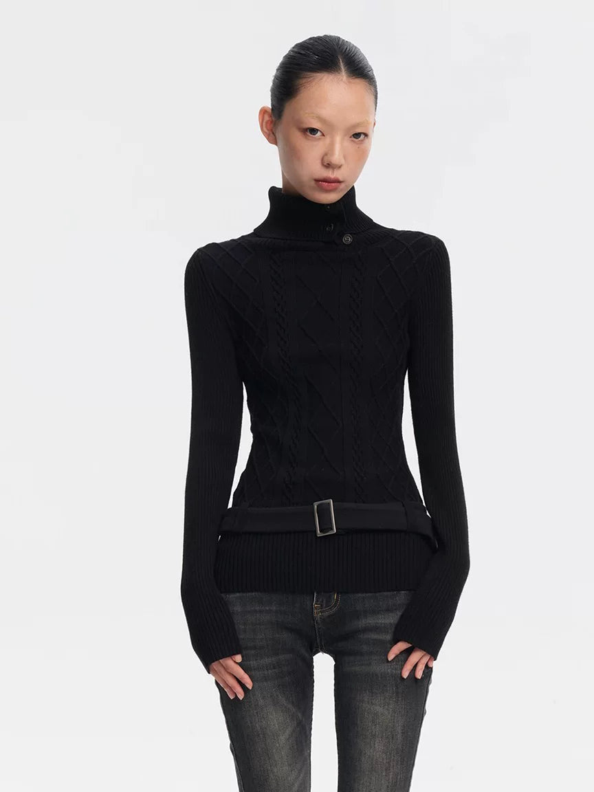 LINY LIBERTY Turtleneck Slim-fit Knitted Bottom Long Sleeves