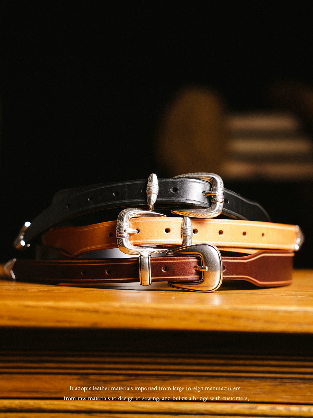 HALF WORK American denim cavalry belt retro tanned leather handmade pure cowhide leather belt for men and women