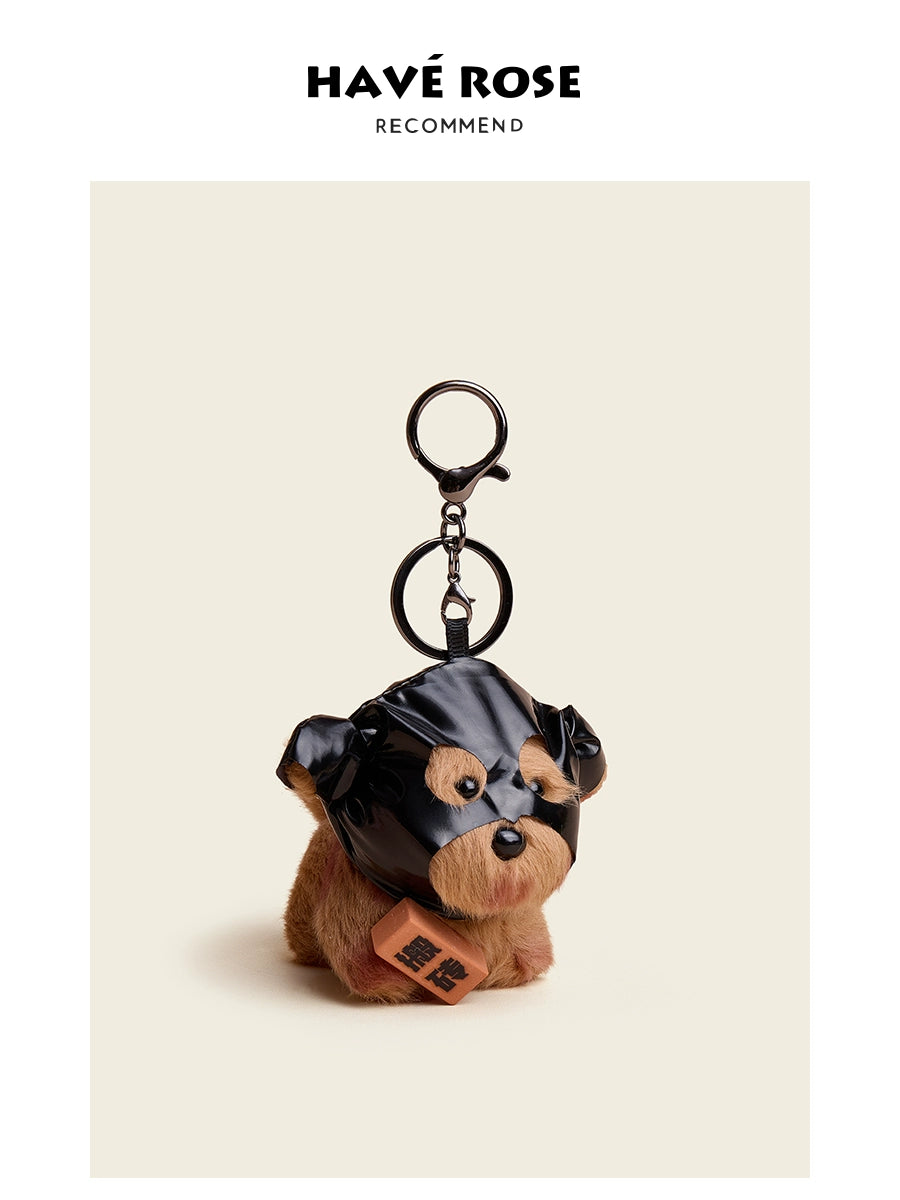 HAVEROSE Masked Dog Plush Doll Pendant