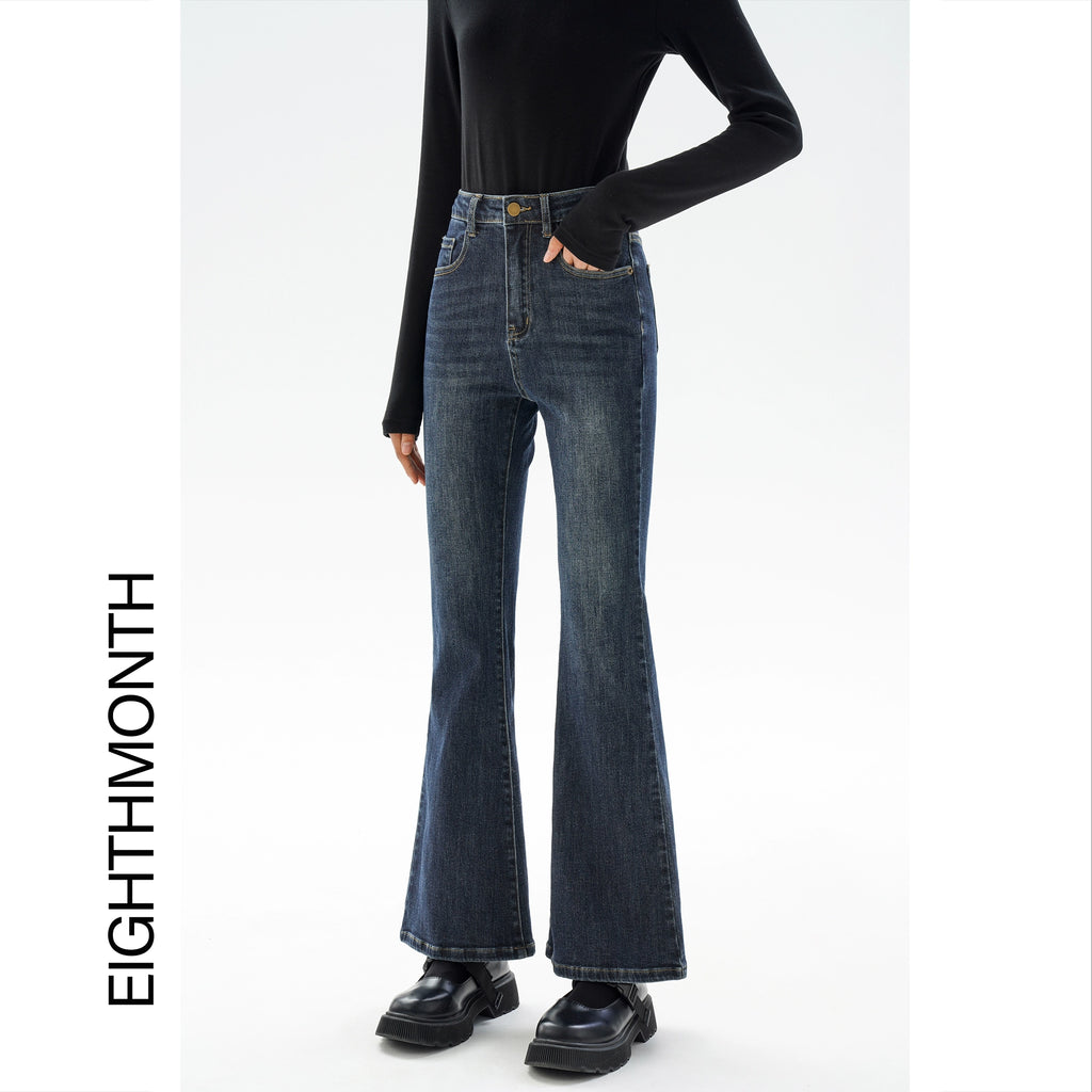 EIGHTHMONTH Slim-fit Denim Flared Straight-leg Pants