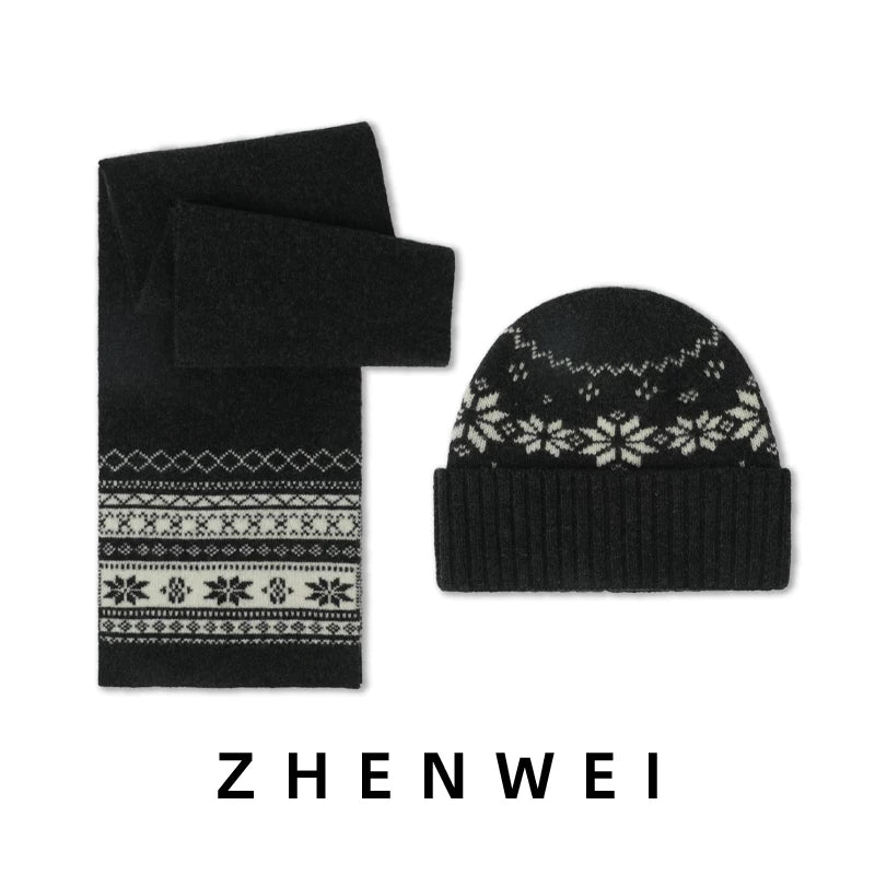 ZHENWEI Pure Wool Fair Island Knitted Small Scarf Scarf