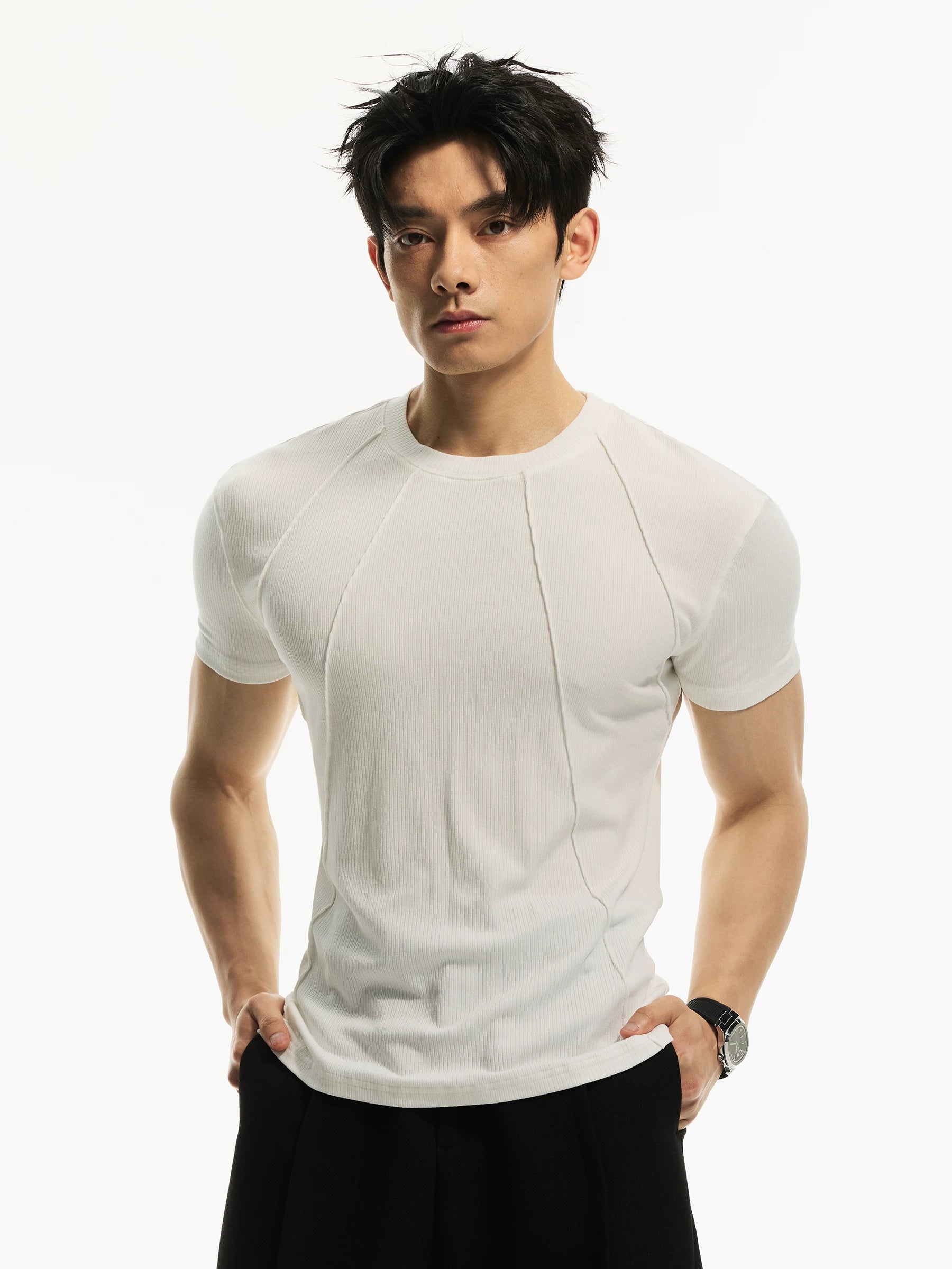 DAY NY Oblique Pleated Front Shoulder Casual Tee