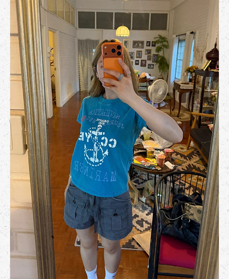 CCYE Anchor Old Print Front Shoulder Slim Tee