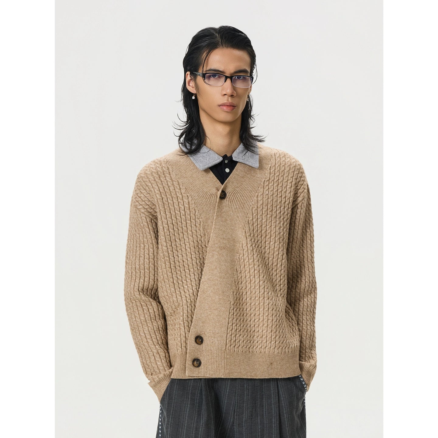 BTSG Vintage V-Neck Slack Cardigan Sweater Jacket