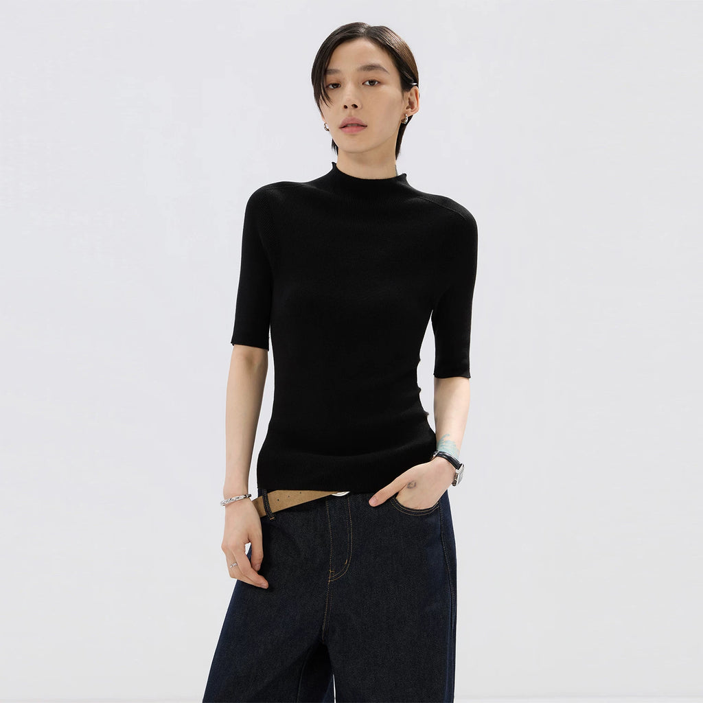 Sameuoo Small Turtleneck Knitted Versatile Tee
