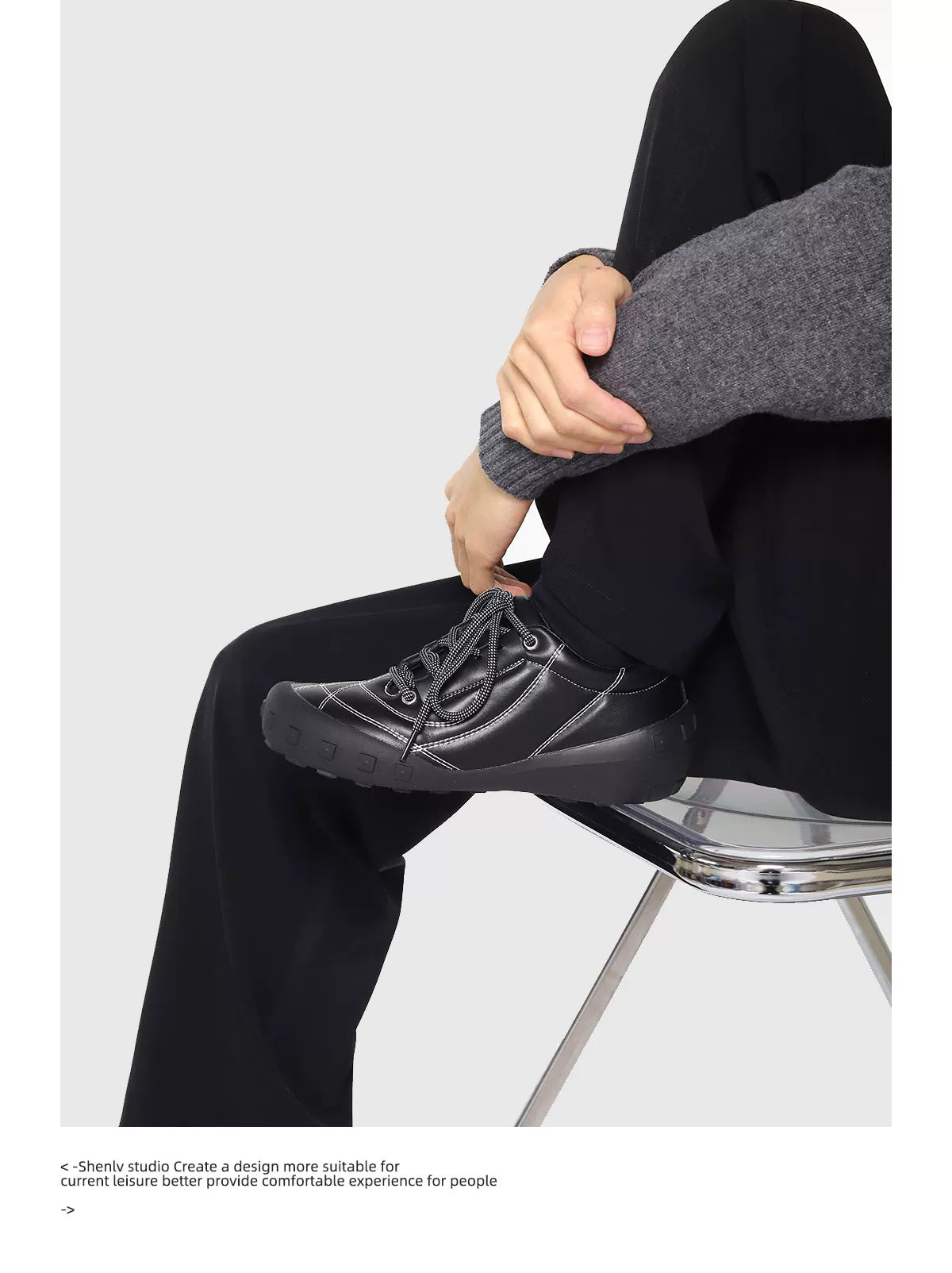 SHENLV STUDIO Insert Color Streamline Side Open Strap Sports and Leisure Shoes