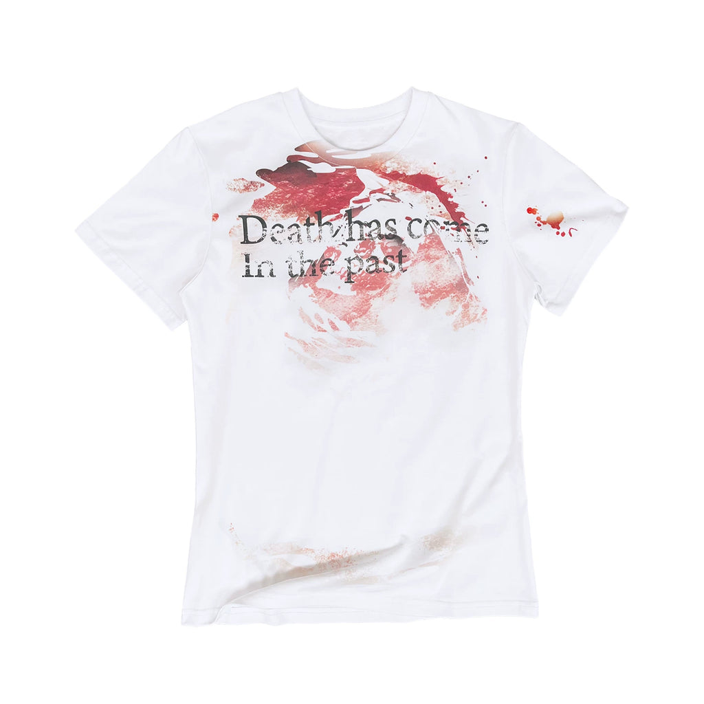 NightLab Blood Stained White Ink Print Front Shoulder Tee
