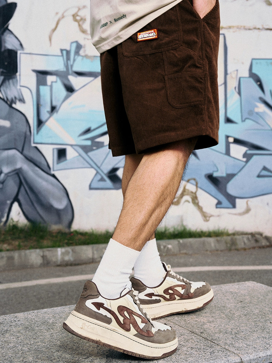 Remedy Vintage Embroidered Corduroy Casual Shorts