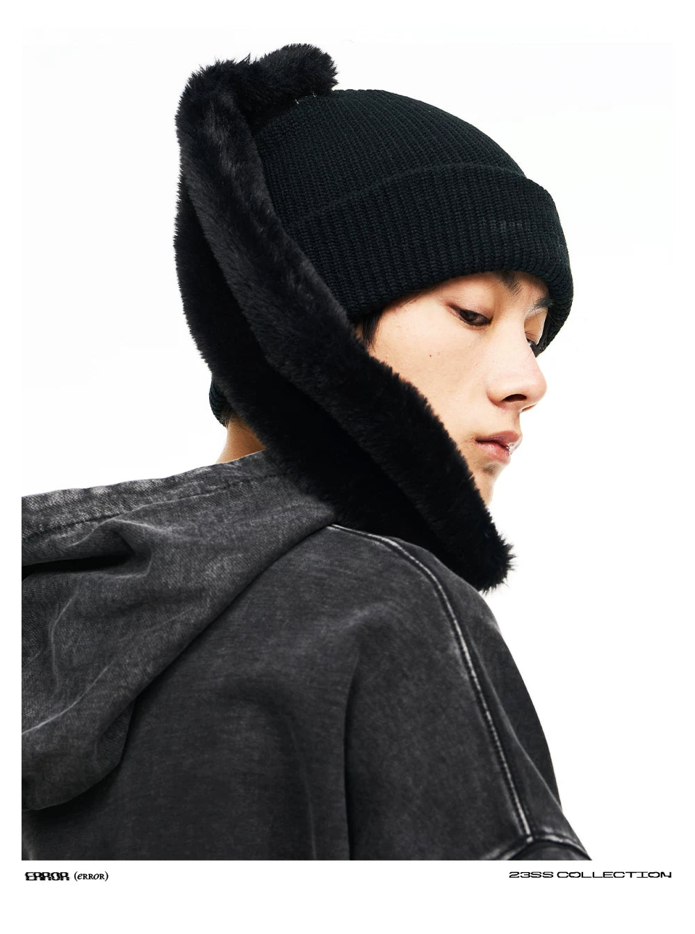 RELABEL Removable Rabbit Ear Hat Fun Thermal Hat