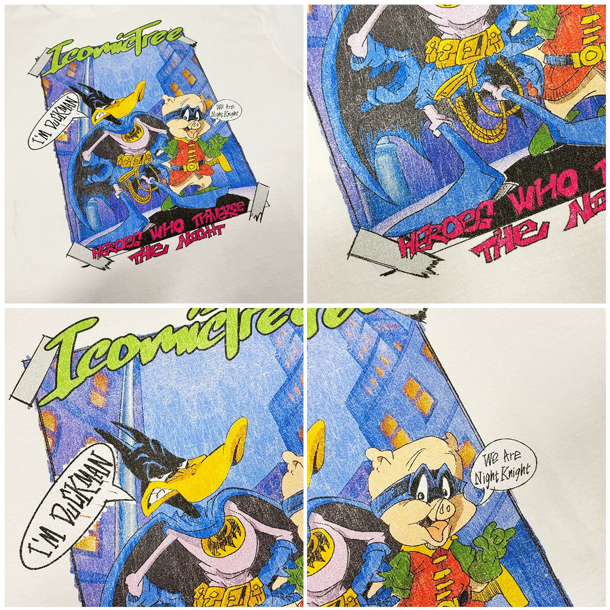 ComicTree Cartoon Print Crew Neck Casual Versatile Tee