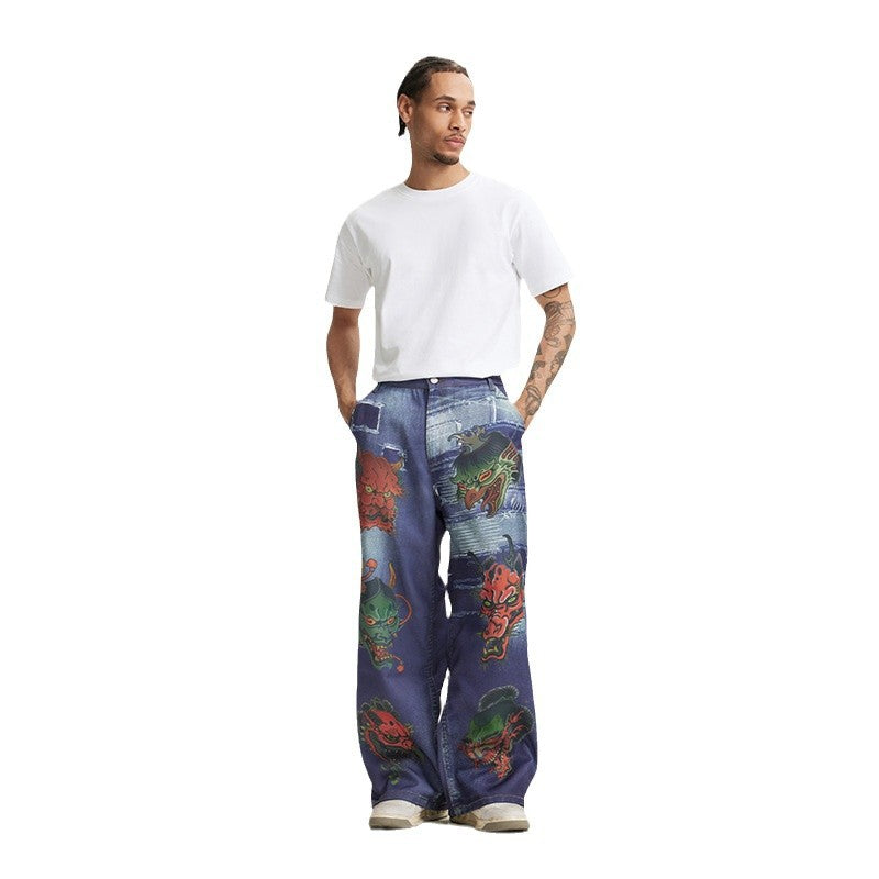 INF explosion ghost digital printing jeans