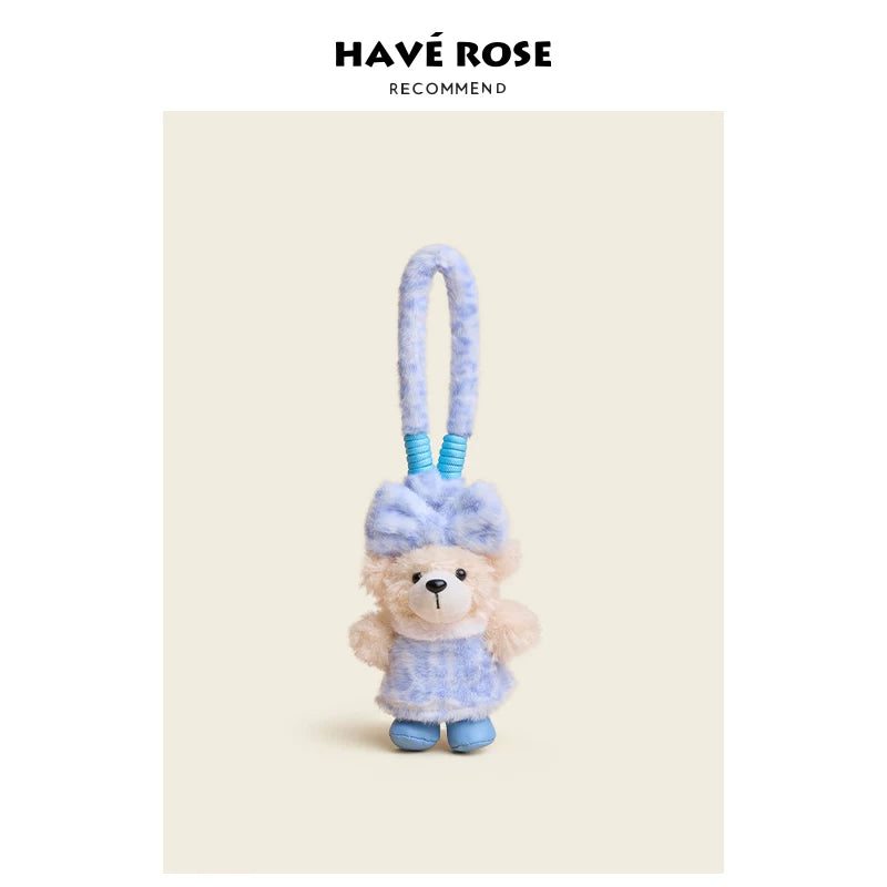 HAVEROSE Leopard Print Bear Pendant Doll Plush Doll