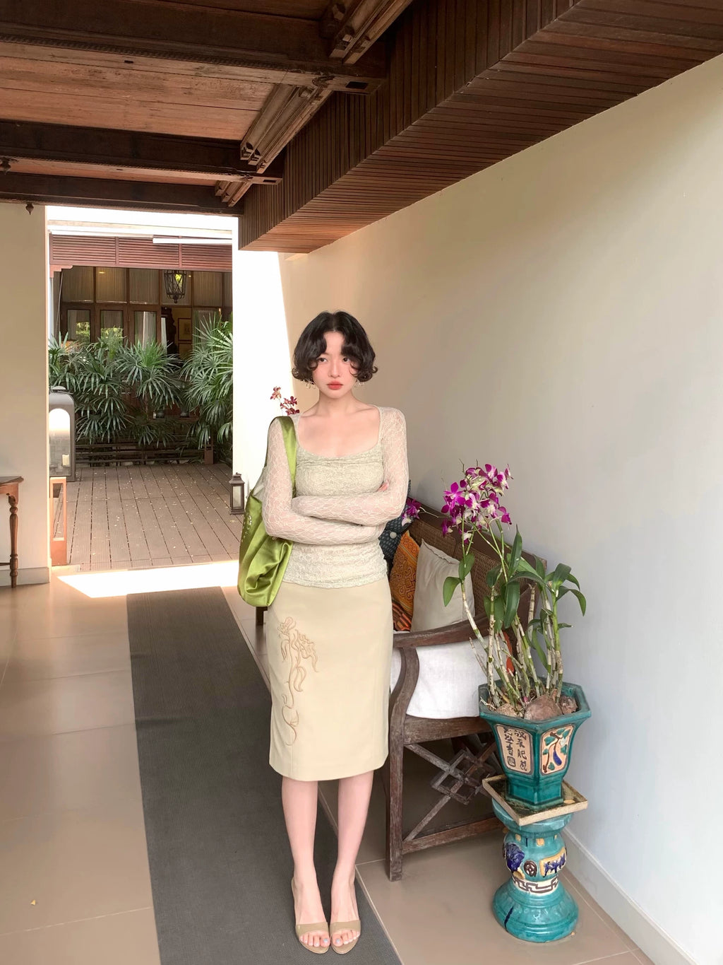 KELIFAN Retro High Waist Hip Skirt