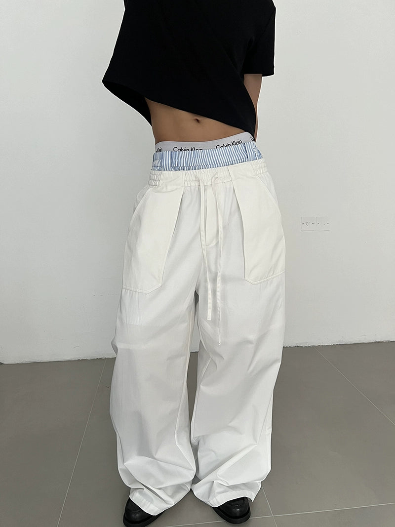 COLN Drawstring Special Pocket Design Casual Pants