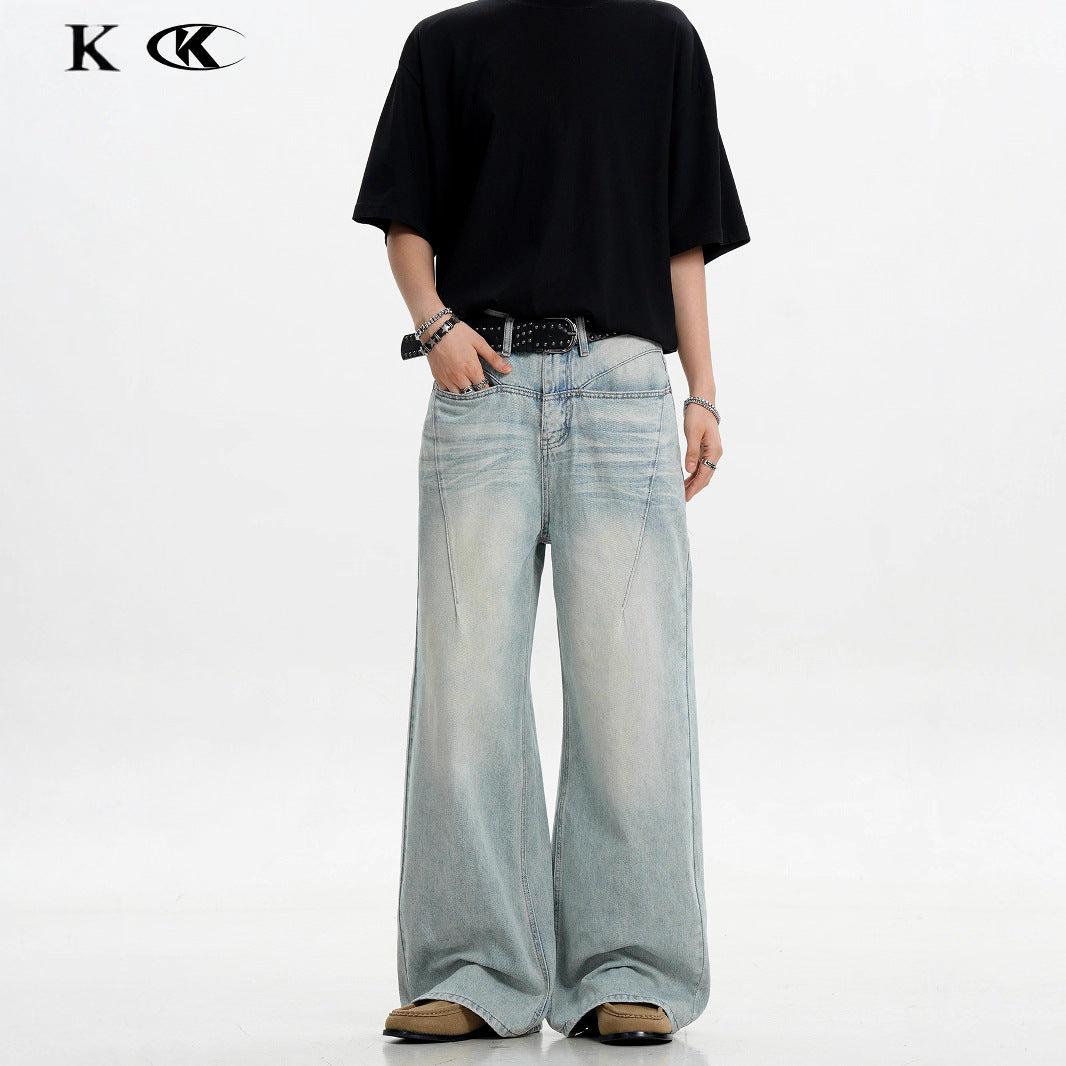 11KN Retro Cat Beard Loose Jeans