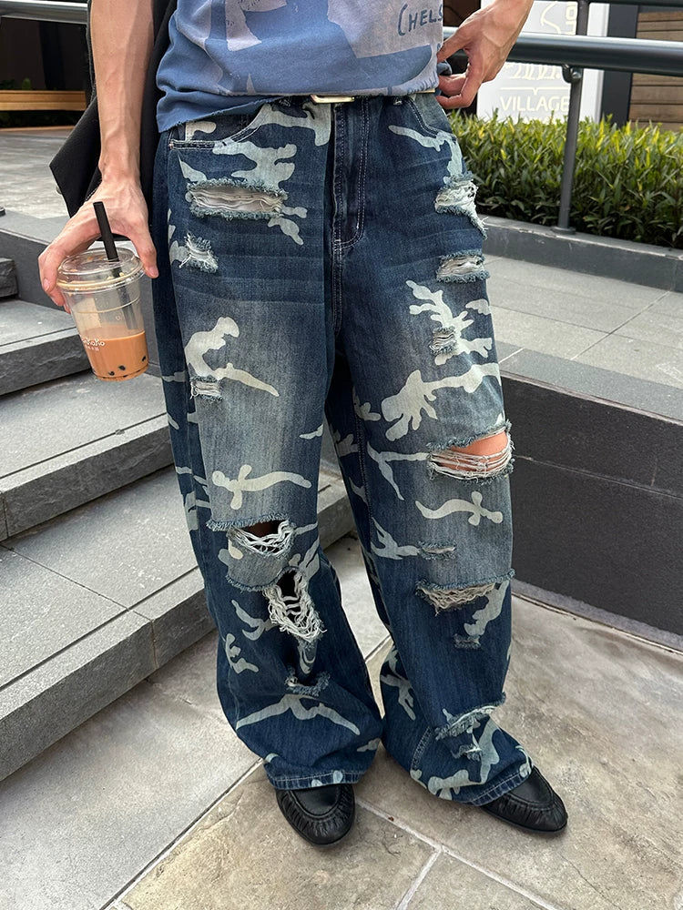 EAHO Loose Versatile Ripped Jeans