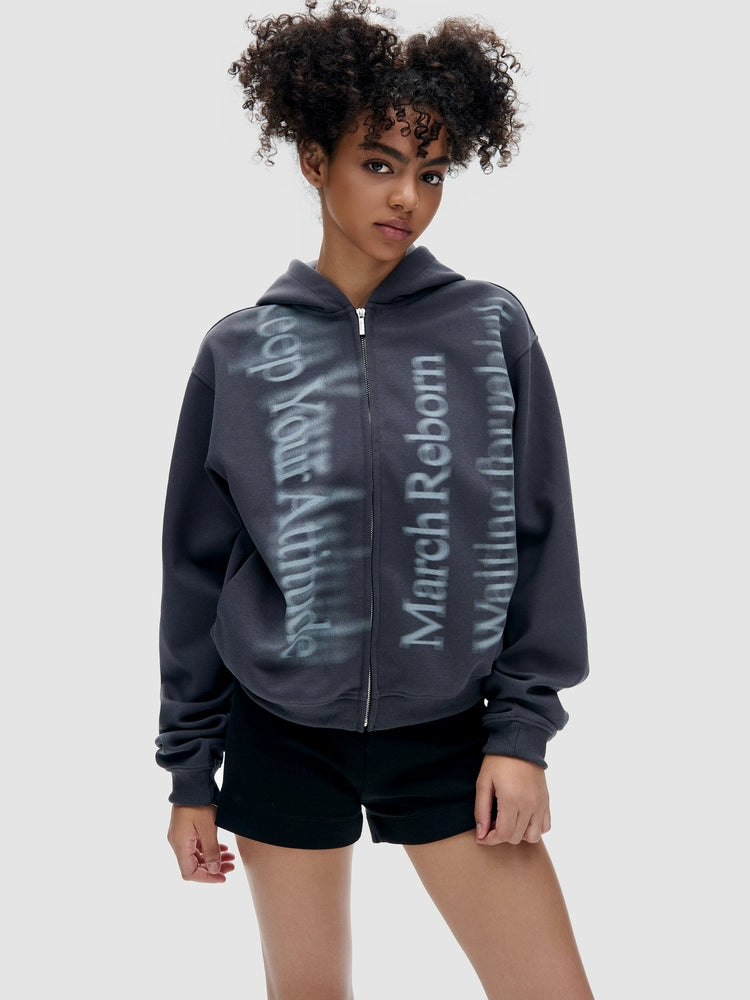 March Letter Print Short Jacket Cardigan