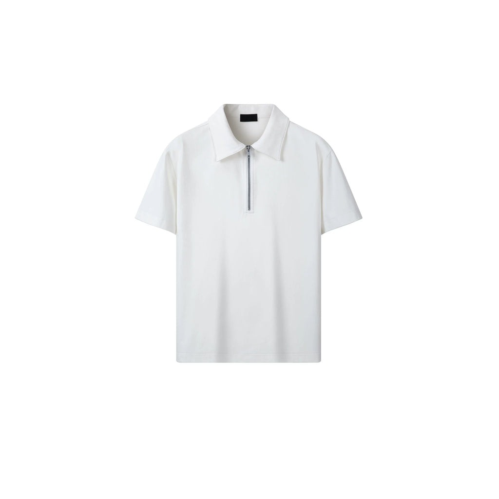 PLUS NO LOGO Half Zipper Polo Short Sleeve Shirt