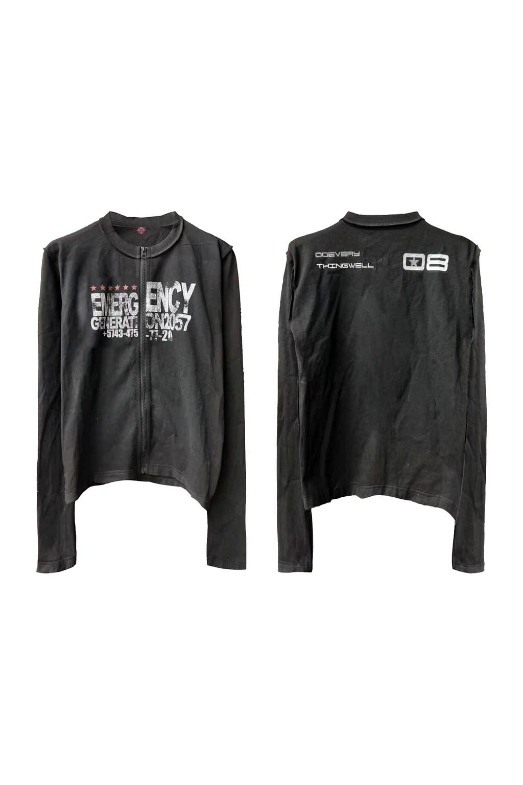 DETW Casual Versatile Front Shoulder Long Sleeve