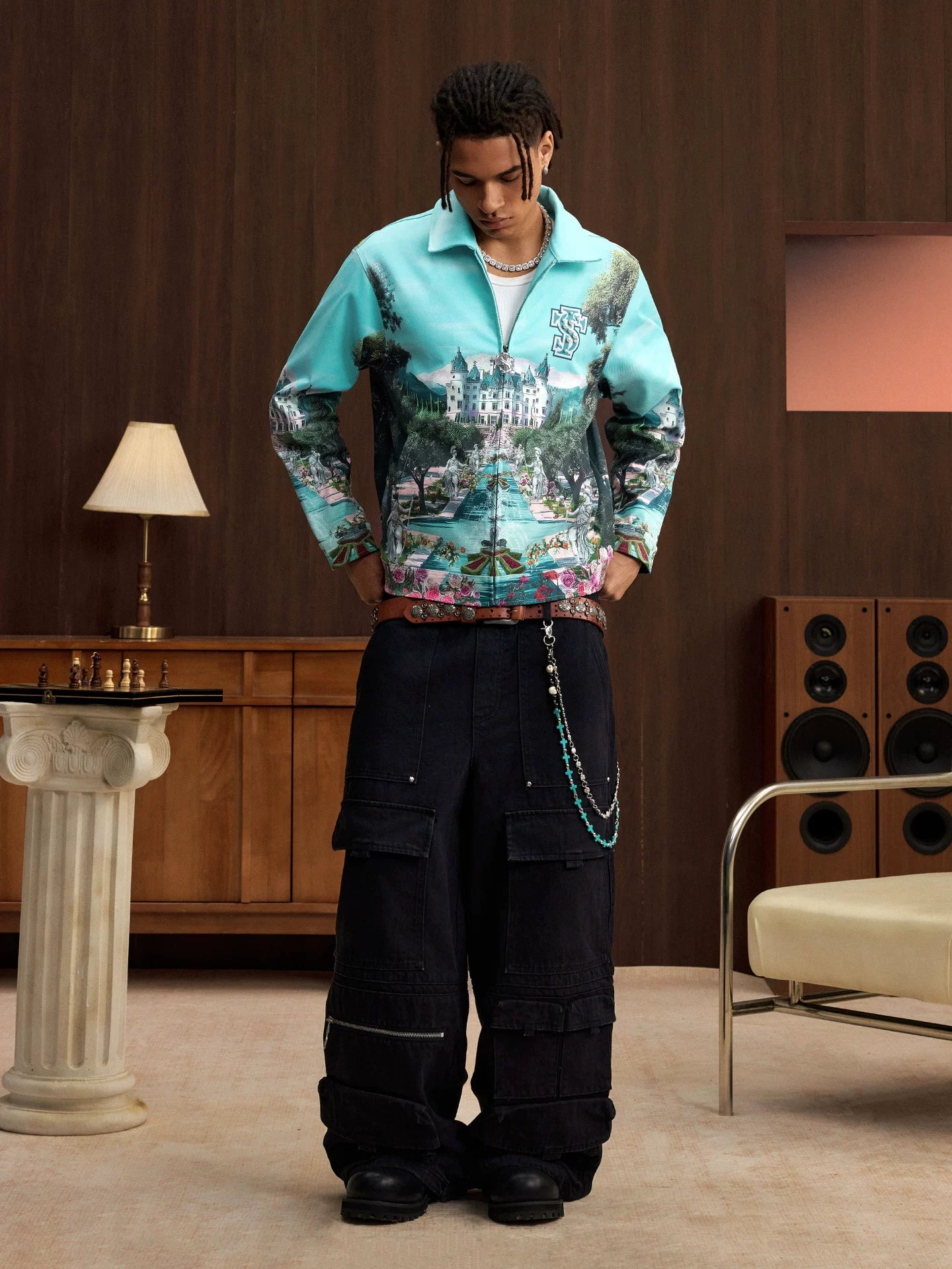 STK Castle Print Loose Coat
