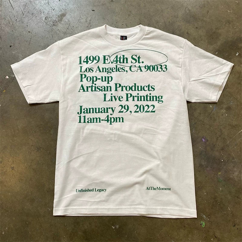 UPUPXIA Retro Letter Print Casual Tee